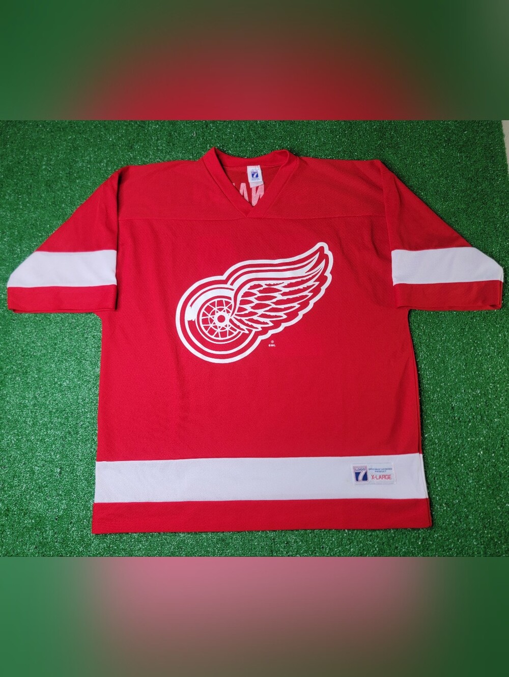 Vintage 90s Bredan Shanagan Detroit Red Wings Logo 7 NHL Men's Hockey Jersey XL